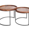 table d'appoint en bois d'acacia et métal noir