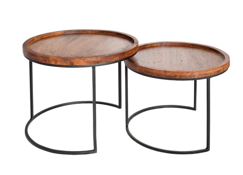 table d'appoint en bois d'acacia et métal noir