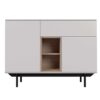 meuble buffet gris clair et aspect bois