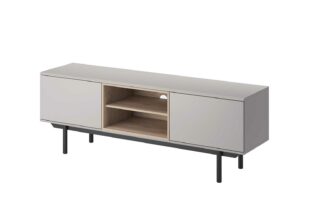 meuble tv gris clair et aspect bois moderne
