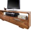 banc tv avec 2 tiroirs en bois massif