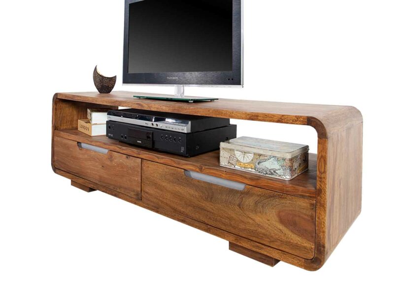 banc tv avec 2 tiroirs en bois massif