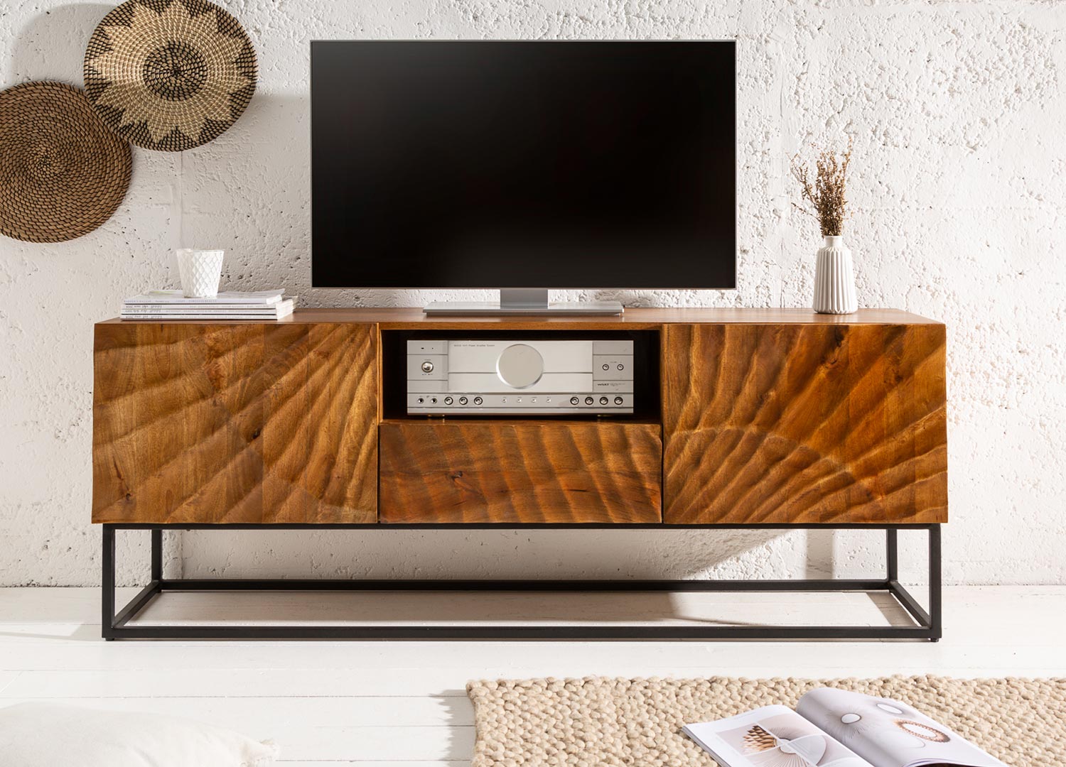 meuble tv 160 cm en bois de manguier