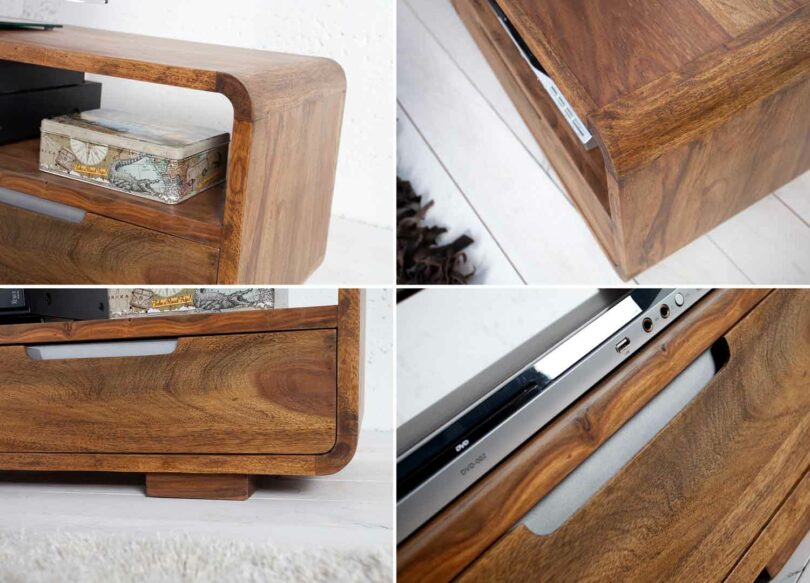 détails du meuble tv en bois