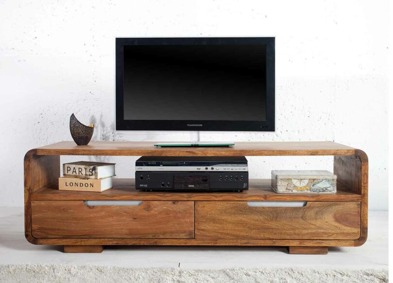 meuble tv 130 cm style rétro en bois massif