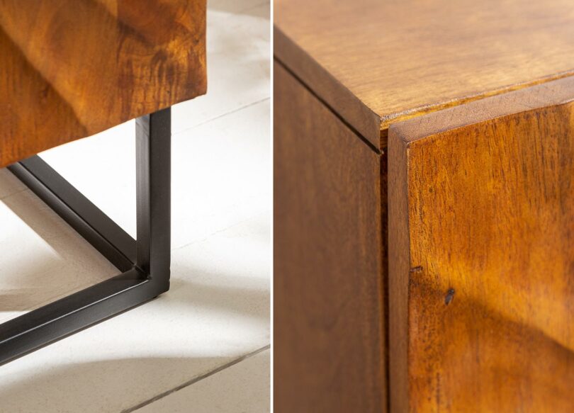 zoom sur le buffet haut en bois massif