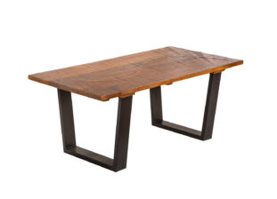 table de salon 110 cm en bois massif plateau effet sculpté