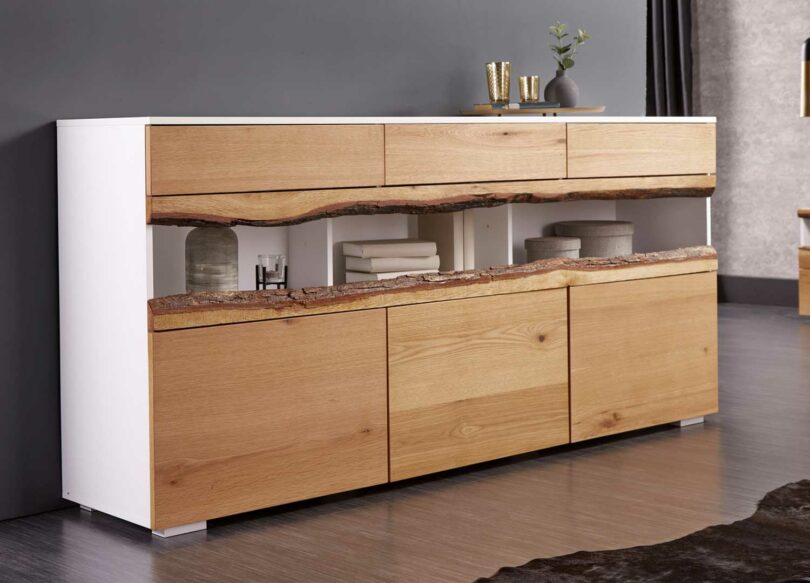 Meuble buffet en bois et corps blanc moderne