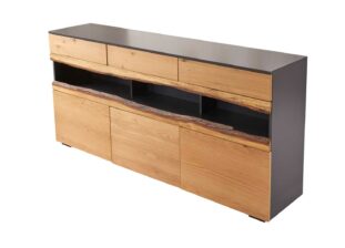 Buffet 3 portes gris mat et bois