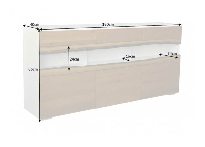 Dimensions buffet long blanc