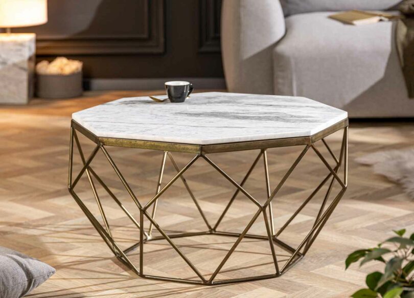 Table de salon en marbre blanc design