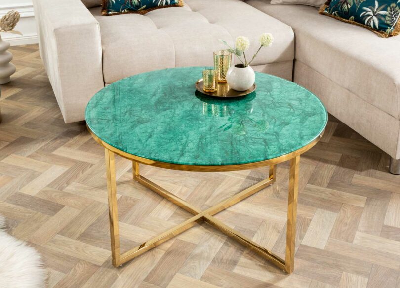 Table de salon ronde verte