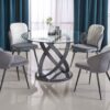 table pour 4 personnes en verre et pied original