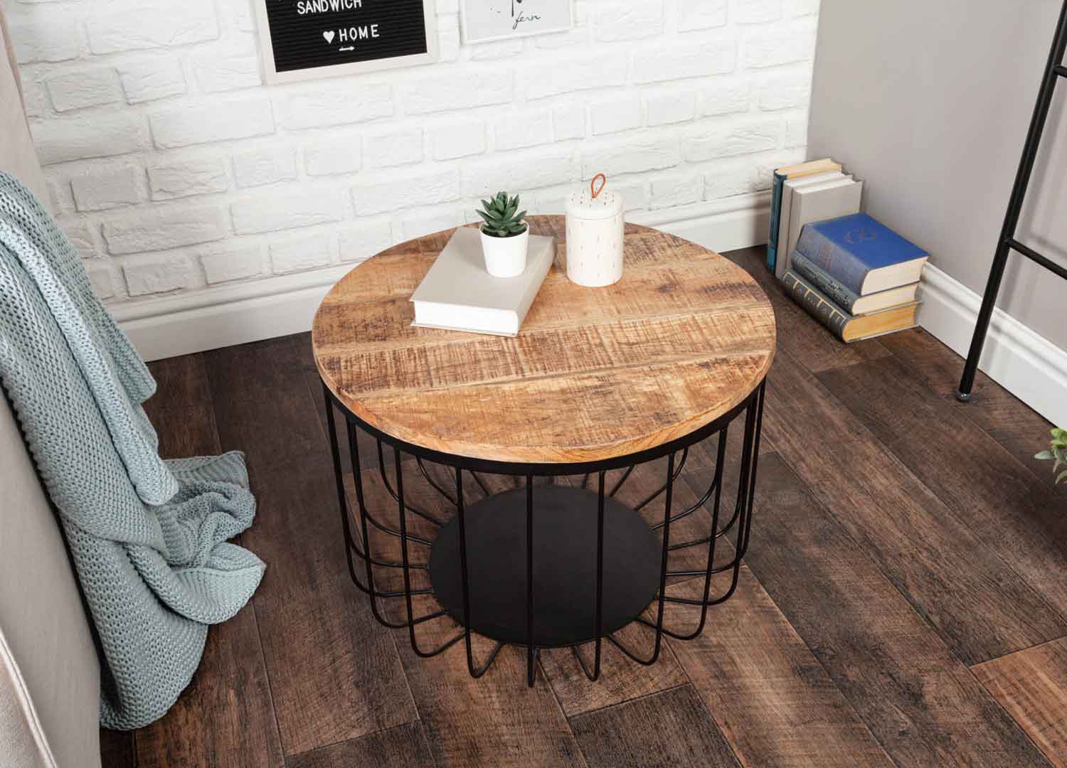 Table de salon ronde en bois