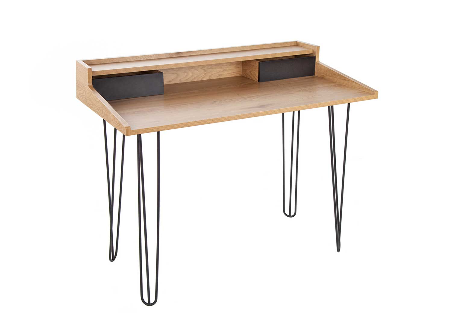 Bureau Miel 90 cm Pieds Métalliques Noirs - Beaux Meubles Pas Chers