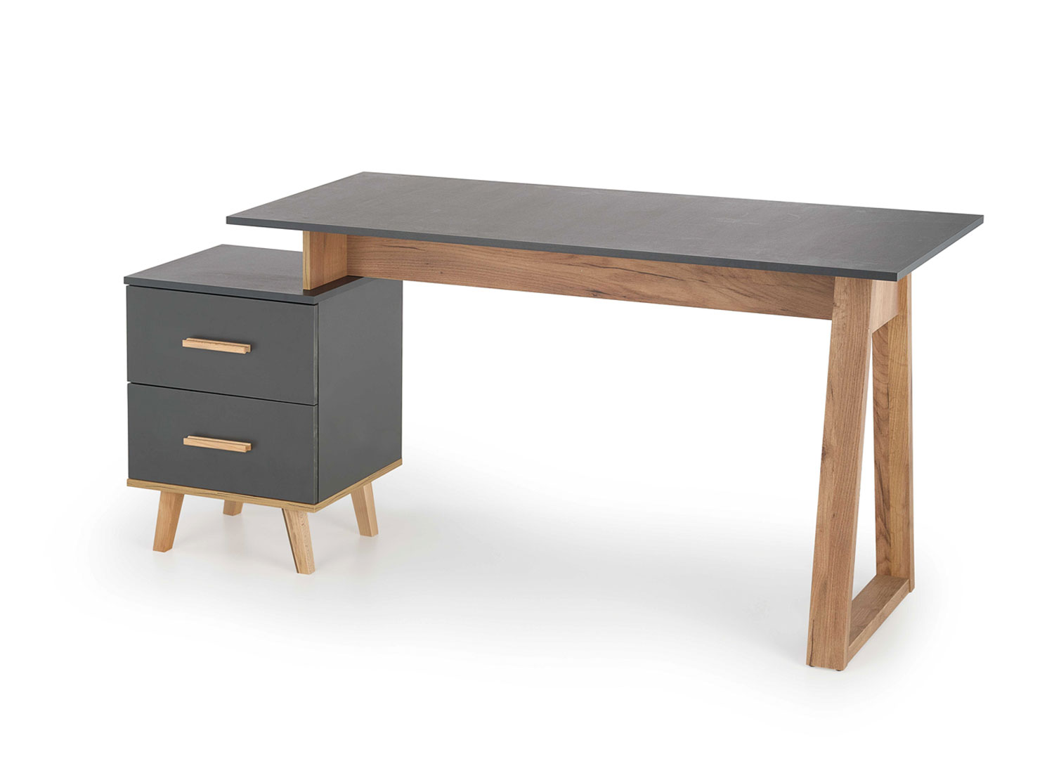 Bureau d'angle Tyson 120 x 120cm - anthracite/chêne Moderne