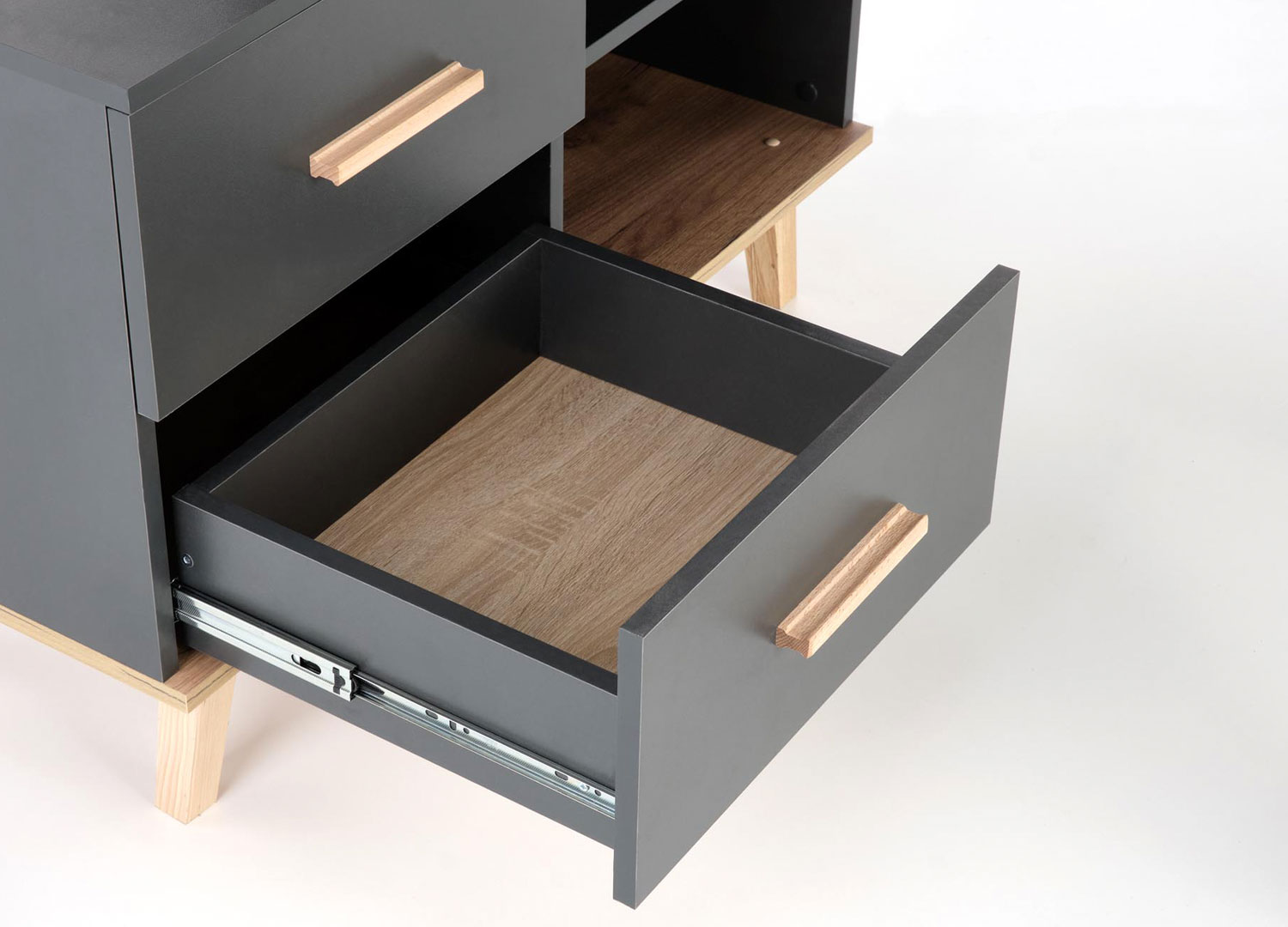 Bureau Gris Anthracite Design et Bois avec rangements - STAND