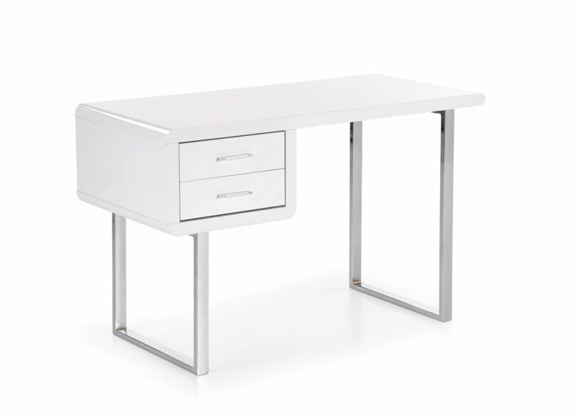 bureau 120 cm moderne blanc brillant