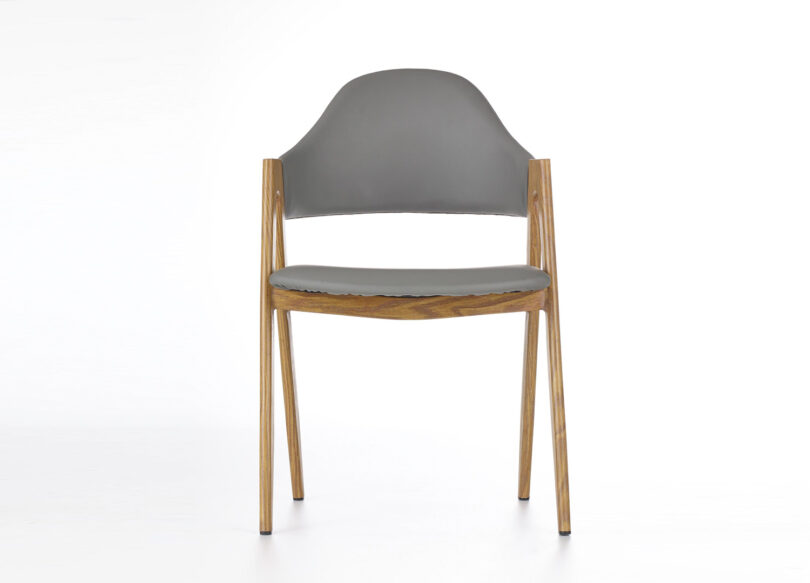 chaise de salle à manger design en simili cuir gris