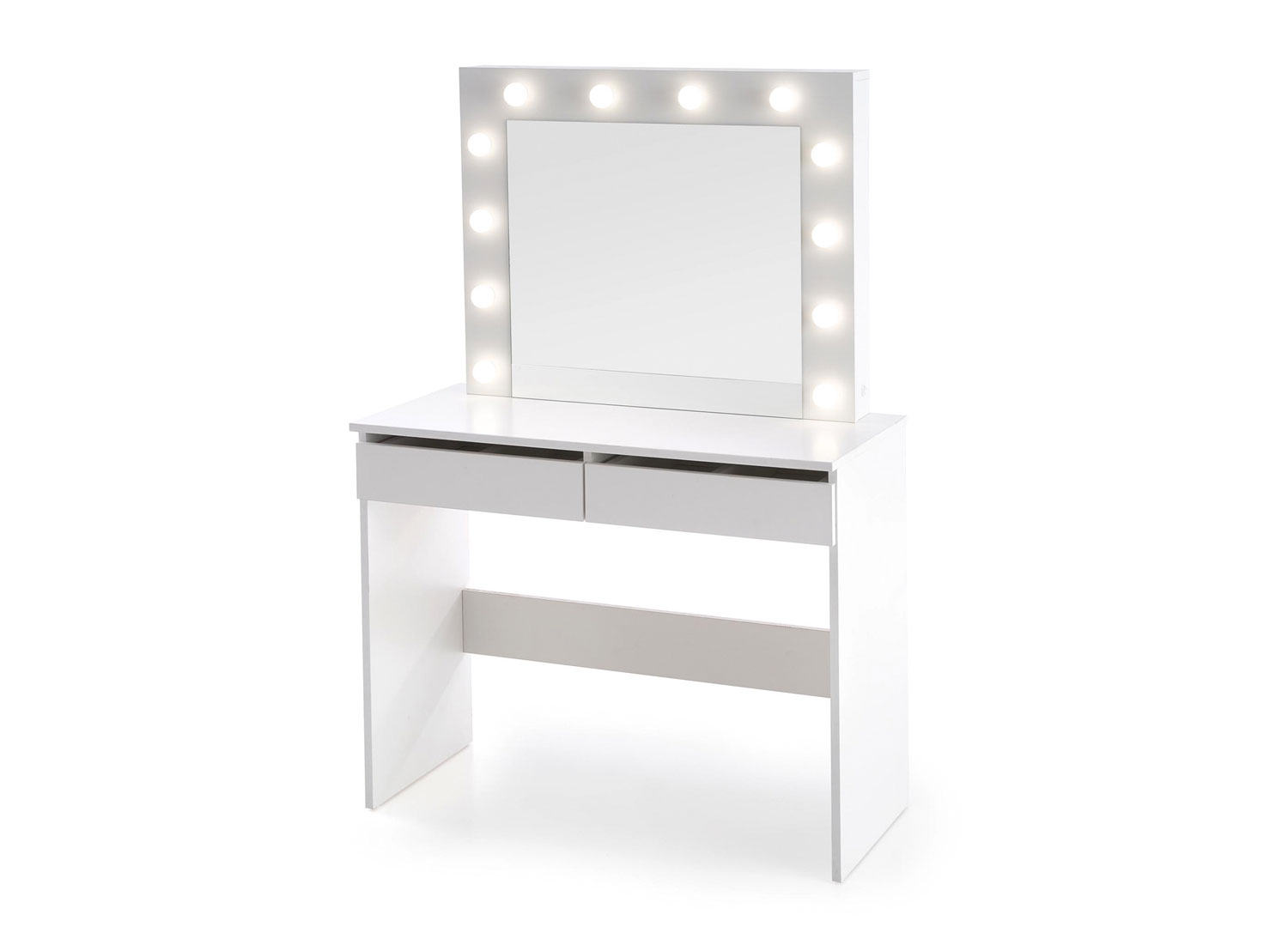 Coiffeuse avec miroir et LED en bois blanc