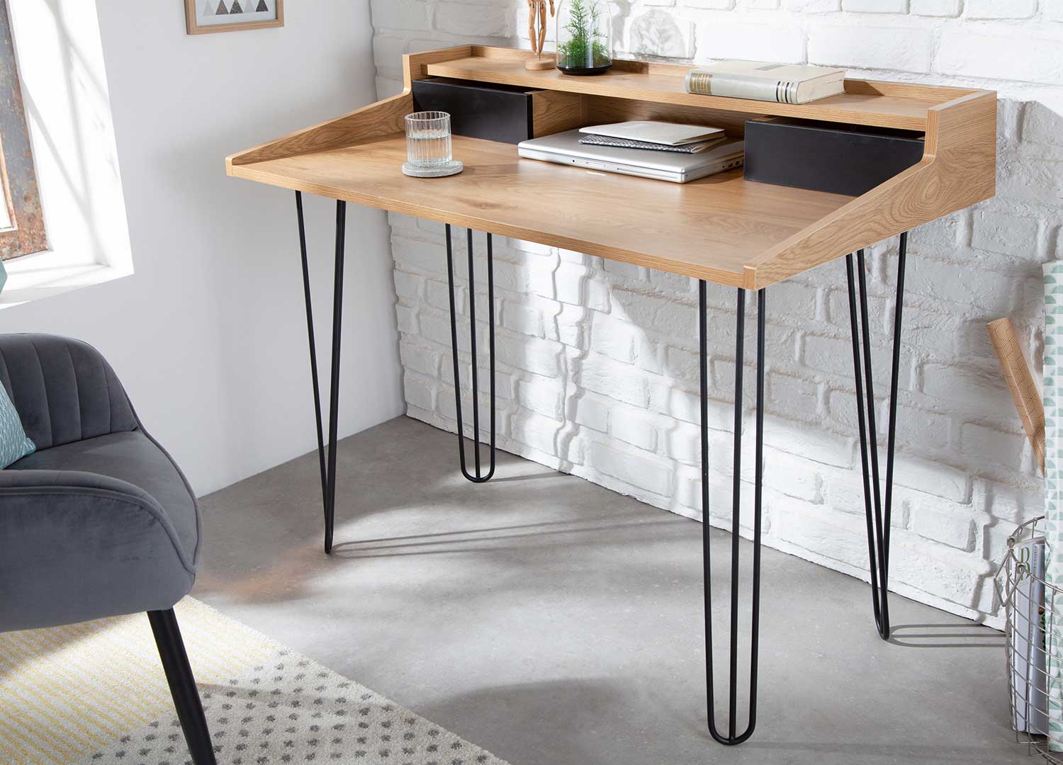 Bureau / Bois et métal / Type industriel pour bureau