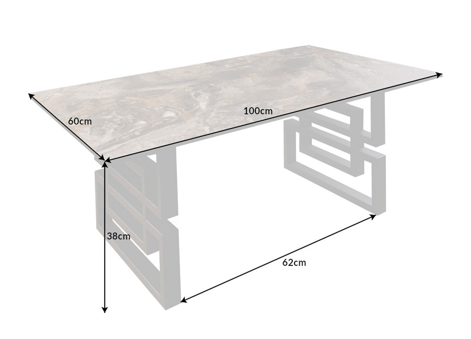 détail des dimensions de la table basse