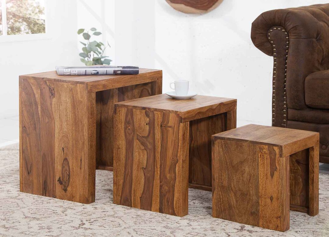 tables basses en bois de sesham pas cher