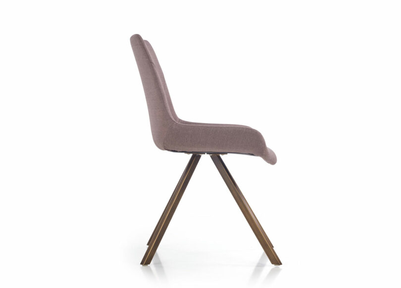 chaise moderne en tissu gris et pied or antique
