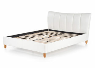 lit avec sommier inclus en simili cuir blanc