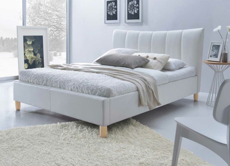 lit 160/200 cm en simili cuir blanc design