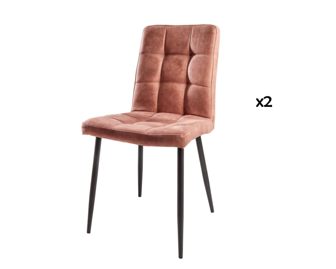 ensemble 2 chaises en microfibre brun vintage