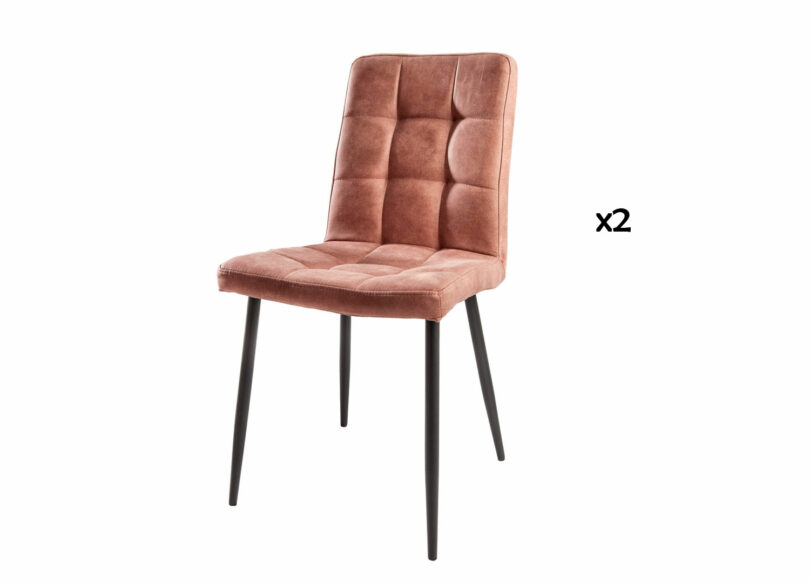 ensemble 2 chaises en microfibre brun vintage