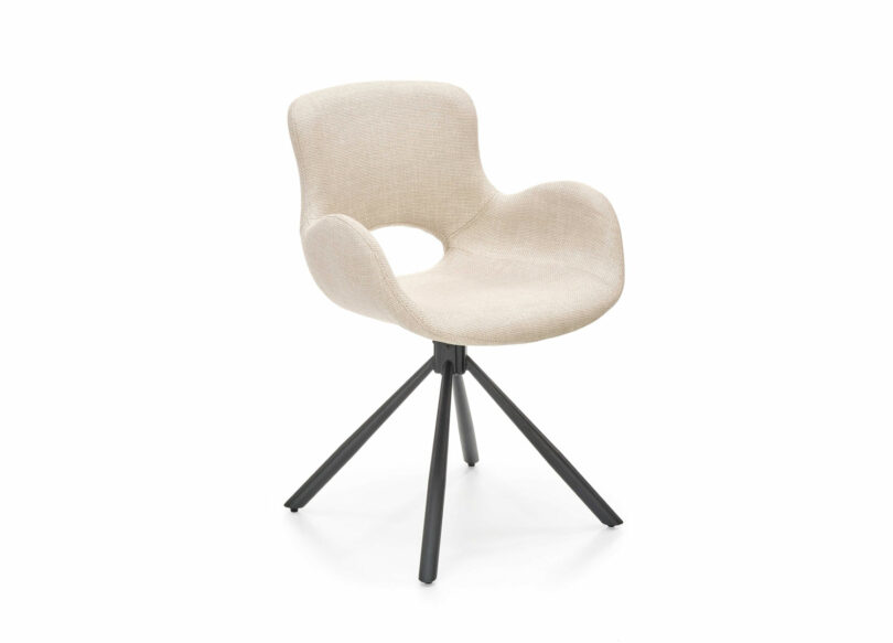 lot de 2 fauteuils de salle à manger en tissu beige