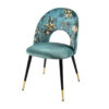 ensemble de 2 chaises en velours à fleurs bleu