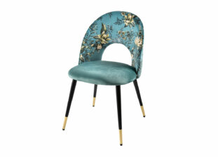 ensemble de 2 chaises en velours à fleurs bleu