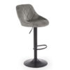 lot de 2 tabourets de bar en velours gris et métal noir - Gris