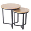 lot de 2 tables basses moderne aspect bois et métal noir