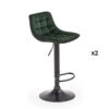 2 tabourets de bar moderne en tissu vert - Vert foncé