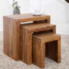 set de 3 tables basses en bois de sesham