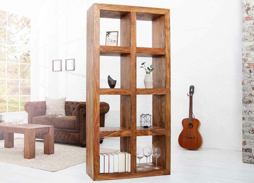 bibliothèque style rétro en bois de sesham venis