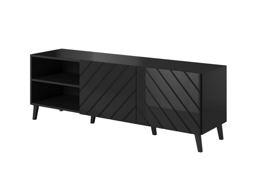 meuble tv design noir brillant et mat