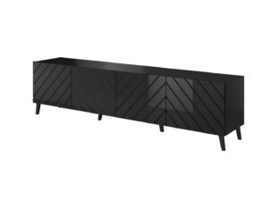 grand meuble tv 200 cm noir brillant
