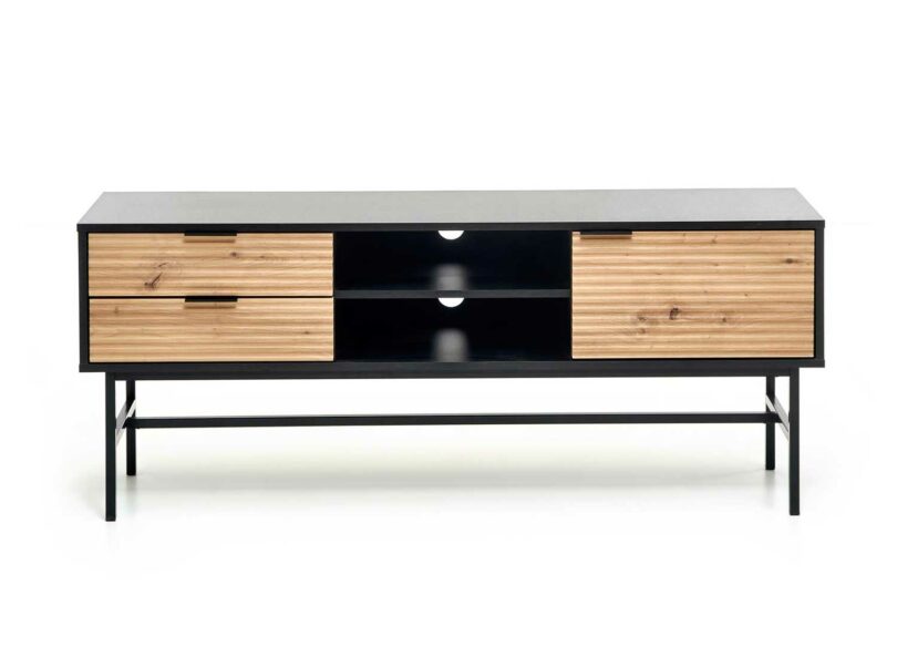 meuble pour la télé aspect bois et noir