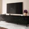 banc tv 200 cm noir brillant et mat