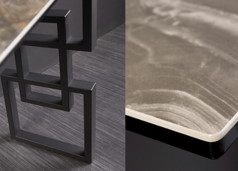 zoom sur le pied et la plateau de la console