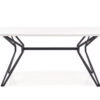 table de repas design 160 cm blanche laquée et métal noir