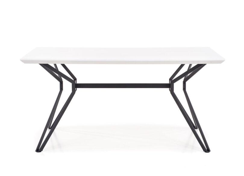 table de repas design 160 cm blanche laquée et métal noir