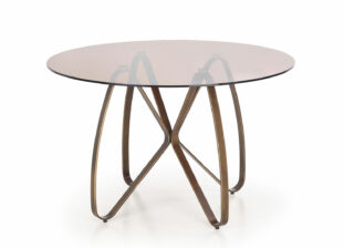 table de repas ronde en verre teinté