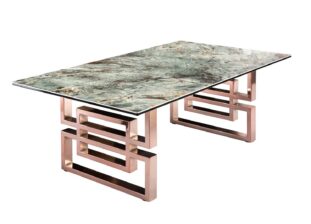 table de salon 100 cm originale aspect marbre turquoise