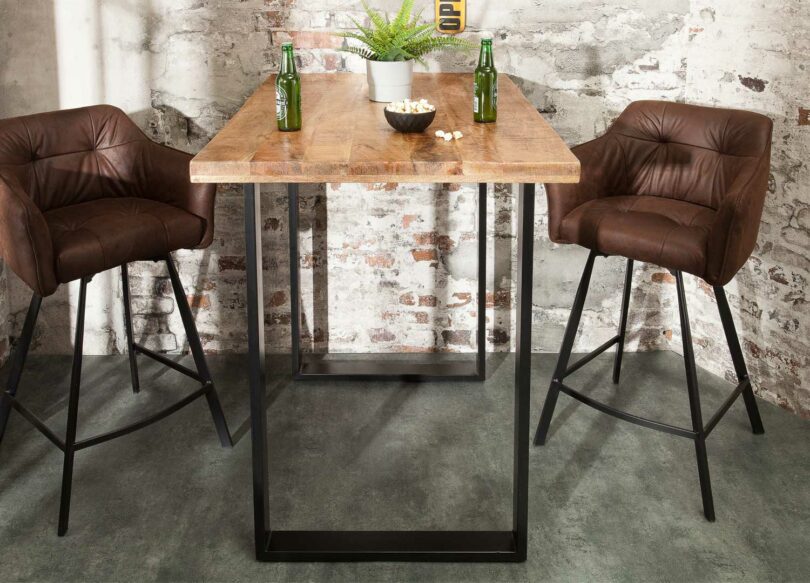 table de bar 120 cm en bois massif style industriel